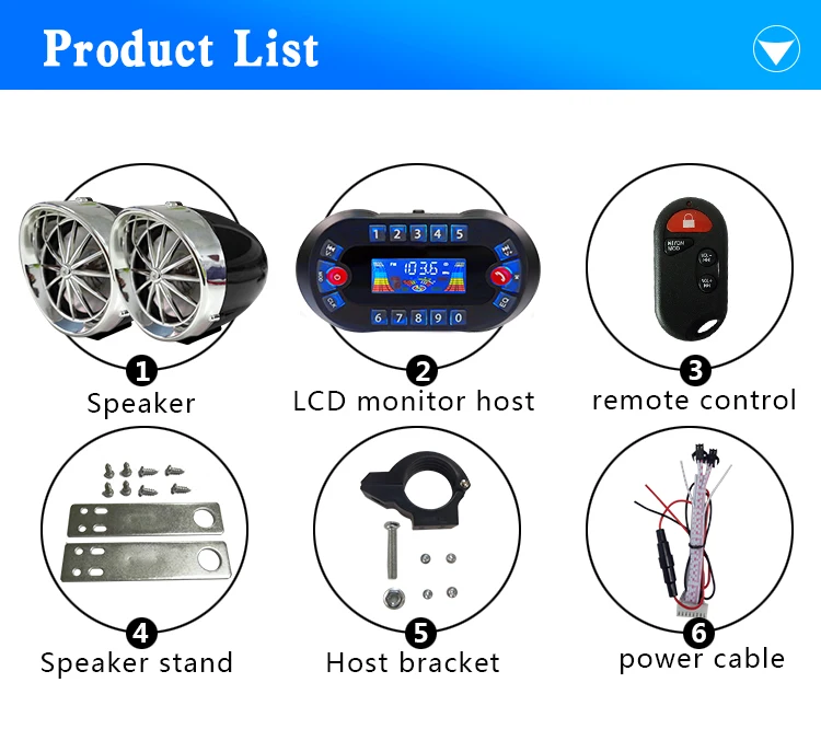 Contenu de l’emballage du kit audio moto POUR MOTO
