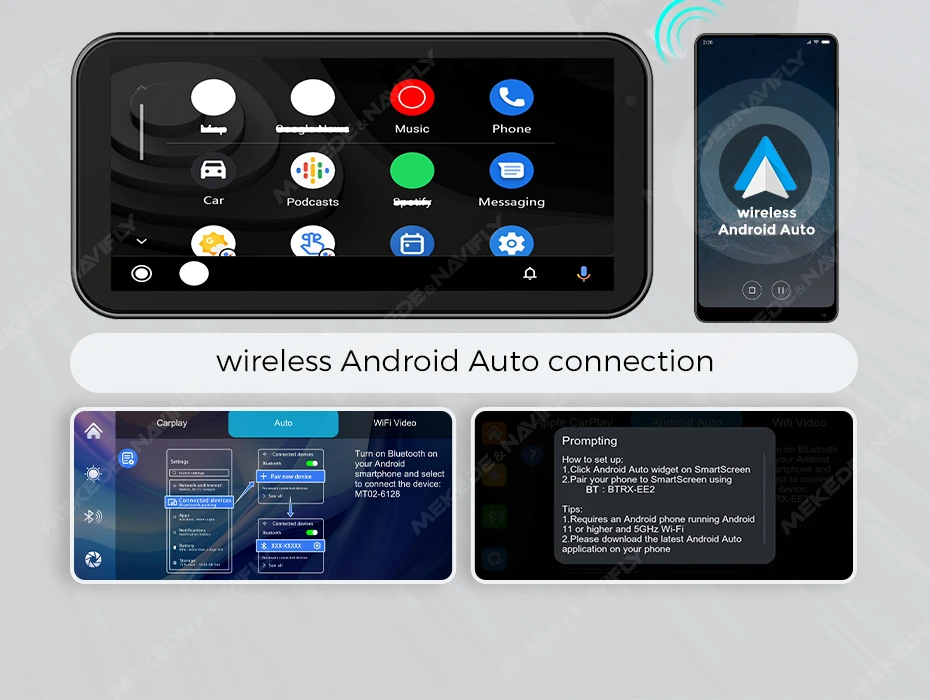 Utilisation écran moto Android Auto sans fil pour aprilia etx 350 e